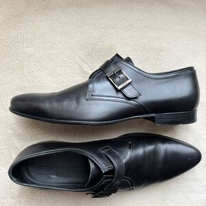Boss By Hugo Boss Black Leather Single Monk Loafer Shoes Men’s 8.5 Designer